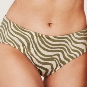 NWT Andie Olive Stripe Hipster Bikini Bottom Low Rise Medium